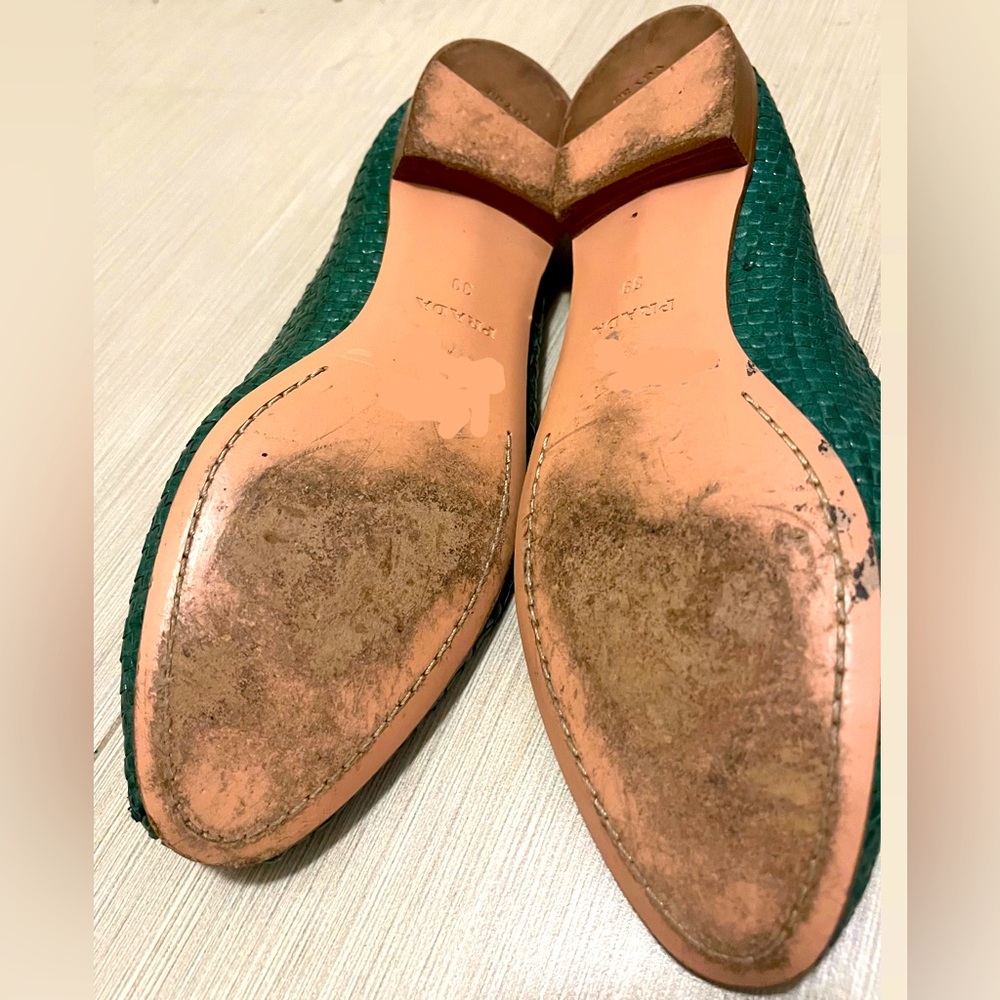 🔥Beautiful PRADA green woven leather loafers size 8.5 US - 39 Europe - Picture 5 of 5